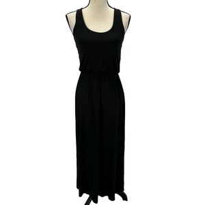 Caslon Sleeveless Round Neck Tank Maxi Dress - Black - size XXS